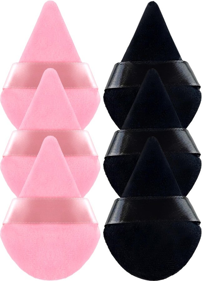 TKYZMS 6PCS Triangle Powder Puff,Face Soft Powder Puffs Makeup Sponge Setting Powder Dry and Wet Makeup Setting Puff Make up Beauty Tool,Used for Loose Powder Foundation Make-up and Cosmetics(Pink and Black) - Image 1